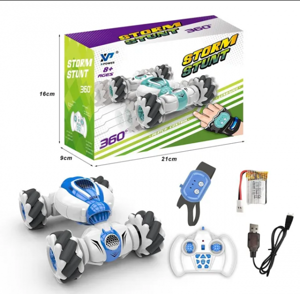 Radio-controlled car with gesture sensor and remote control